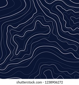 topographic map vector illustration, abstract white height lines on black background
