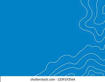 topographic map vector illustration, abstract height lines, blue background