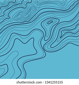 topographic map vector illustration, abstract height lines on blue background