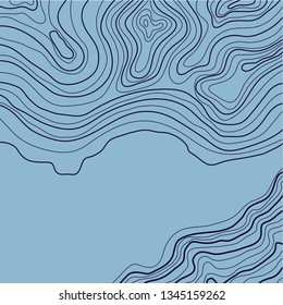 topographic map, vector illustration abstract height lines isolated on blue background