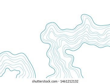 topographic map , vector illustration, blue abstract height lines isolated on white background