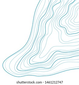 topographic map , vector illustration, blue abstract height lines isolated on white background