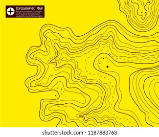 topographic map vector illustration ,on yellow background, abstract brown lines