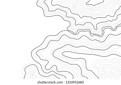 topographic map, vector illustration, wavy black lines, on white background