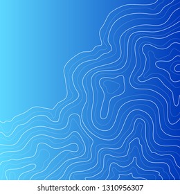 topographic map, vector illustration, wavy white lines, blue background