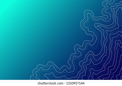topographic map, vector illustration, wavy white lines, blue background