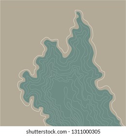 topographic map, vector illustration, wavy white lines, green background
