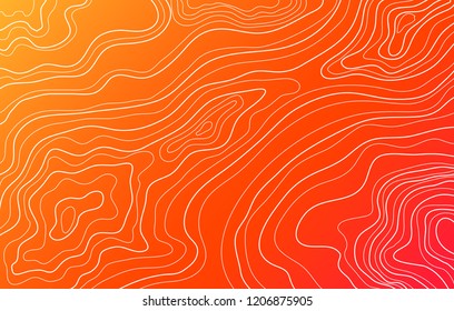 topographic map vector illustration, white lines on orange background