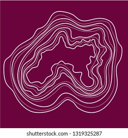 topographic map vector illustration white lines on Burgundy background