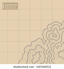 topographic map ,vector isolated on brown background