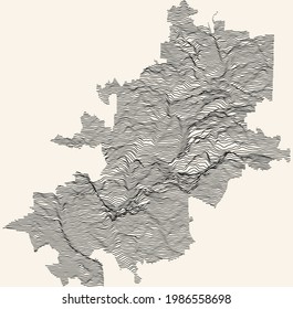 Topographische Karte von Vilnius, Litauen mit schwarzen Konturlinien auf beigem Hintergrund