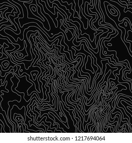 Topographic map, white line on black, vector