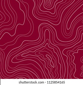 topographic map, white lines, dark red background, vector illustration
