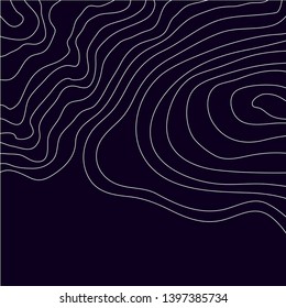 topographic map ,white lines on dark background ,vector