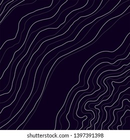 topographic map ,white lines on black background ,vector