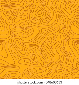 Topographic Map yellow Seamless Pattern.  Vector Background