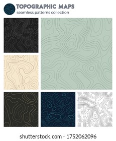 Topographic maps. Amazing isoline patterns, seamless design. Superb tileable background. Vector illustration.