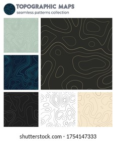 Topographic maps. Appealing isoline patterns, seamless design. Powerful tileable background. Vector illustration.