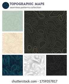 Topographic maps. Appealing isoline patterns, seamless design. Superb tileable background. Vector illustration.