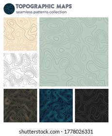 Topographic maps. Artistic isoline patterns, seamless design. Creative tileable background. Vector illustration.