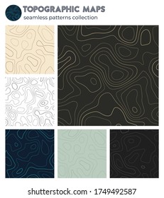 Topografische Karten. Attraktive Isolinmuster, nahtloses Design. Schöner, feiner Hintergrund. Vektorgrafik.