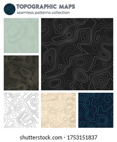 Topographic maps. Attractive isoline patterns, seamless design. Amazing tileable background. Vector illustration.