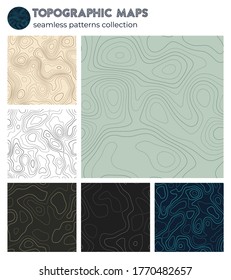 Topographic maps. Attractive isoline patterns, seamless design. Vibrant tileable background. Vector illustration.