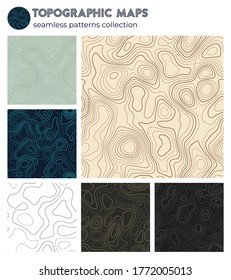 Topographic maps. Authentic isoline patterns, seamless design. Captivating tileable background. Vector illustration.