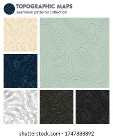 Topographic maps. Awesome isoline patterns, seamless design. Neat tileable background. Vector illustration.