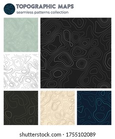Topographic maps. Awesome isoline patterns, seamless design. Attractive tileable background. Vector illustration.