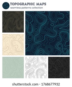 Topographic maps. Awesome isoline patterns, seamless design. Superb tileable background. Vector illustration.