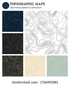Topographic maps. Beautiful isoline patterns, seamless design. Authentic tileable background. Vector illustration.