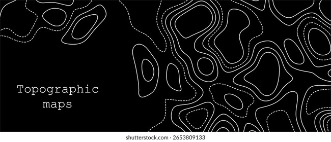 Topographic maps display intricate lines depicting elevation changes on a contrasting background