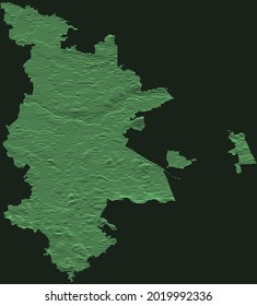 Topographic military radar tactical map of Nuremberg, Germany with emerald green contour lines on dark green background