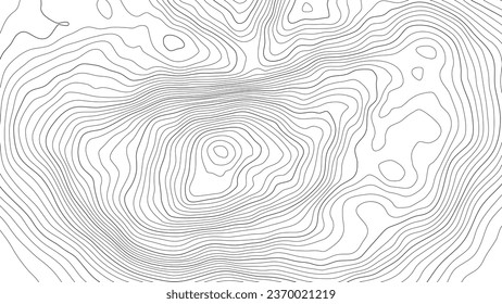 Topographic pattern texture. Black contours on white vector topography. Geographic mountain topographic. Map on land strok terrain. Elevation graphic contour height lines. Vector Illustration.