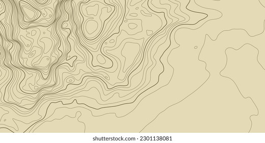 Topographic pattern texture. Brown contours vector topography. Geographic mountain topographic. Map on land strok terrain. Elevation graphic contour height lines. Vector Illustration.