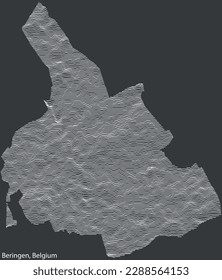 Topographische Reliefkarte der Stadt BERINGEN, BELGIEN mit festen Konturen und Namensschild auf Vintage-Hintergrund
