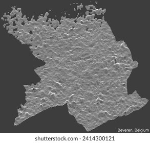 Topographic relief map of the city of BEVEREN, BELGIUM with solid contour lines and name tag on vintage background