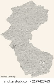 Topographic relief map of the city of BOTTROP, GERMANY with black contour lines on vintage beige background