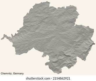 Mapa de relieve topográfico de la ciudad de CHEMNITZ, ALEMANIA con líneas de contorno negro sobre fondo beige vintage