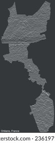 Topographic relief map of the city of ORLÉANS, FRANCE with solid contour lines and name tag on vintage background