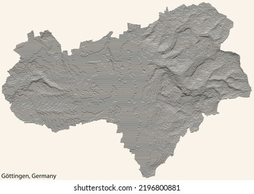 Topographic relief map of the city of GÖTTINGEN, GERMANY with black contour lines on vintage beige background