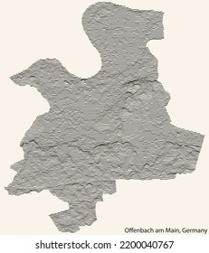 Topographic relief map of the city of OFFENBACH AM MAIN, GERMANY with black contour lines on vintage beige background