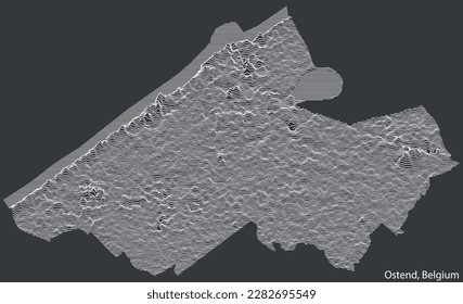 Topographic relief map of the city of OSTEND, BELGIUM with solid contour lines and name tag on vintage background