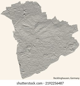 Topographic relief map of the city of RECKLINGHAUSEN, GERMANY with black contour lines on vintage beige background