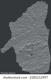 Topographic relief map of the city of ROULERS, BELGIUM with solid contour lines and name tag on vintage background