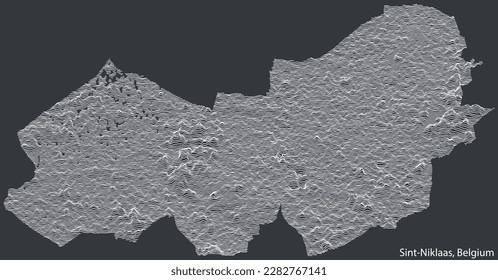 Topographic relief map of the city of SINT-NIKLAAS, BELGIUM with solid contour lines and name tag on vintage background