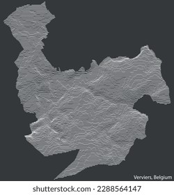 Topographic relief map of the city of VERVIERS, BELGIUM with solid contour lines and name tag on vintage background