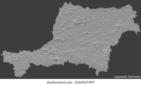 Topographic relief map of the town of LIPPSTADT, GERMANY with vivid contour lines and name tag on solid background