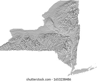 Topographic Relief Peaks and Valleys Map of US Federal State of New York